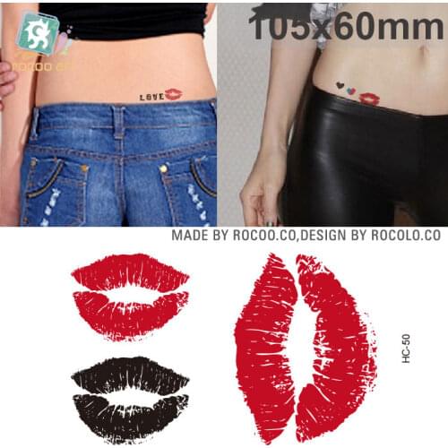 Hot sale 2019 sex Women lips Tattoo Sticker Waterfproof Fake Temporary Tattoo Art Body Tattoo on Waist for women