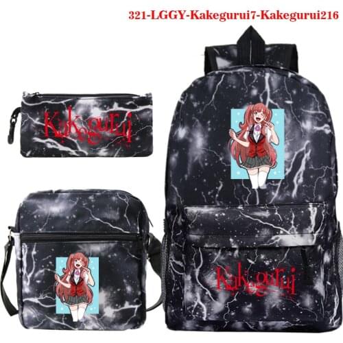 Kawaii Kakegurui Print Backpack Canvas Schoolbags For Boy Girls Book Rucksack With Pencil Case Women Travel Knapsack Men Bagpack