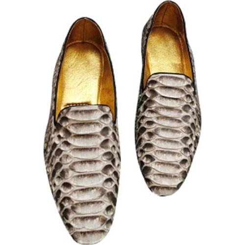 Huilong 2021 Python skin Men snake shoes leisure male shoes fashion Doug shoes