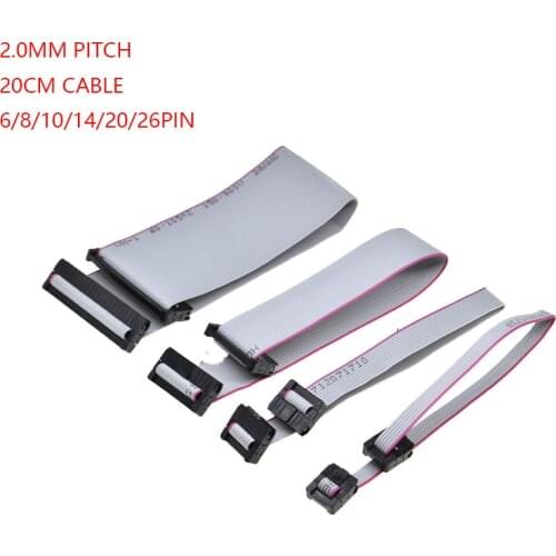 3PCS 2.0MM pitch FC-6/8/10/14/16/20/40/50 PIN 20CM JTAG ISP DOWNLOAD CABLE Gray Flat Ribbon Data Cable FOR DC3 IDC BOX HEADER