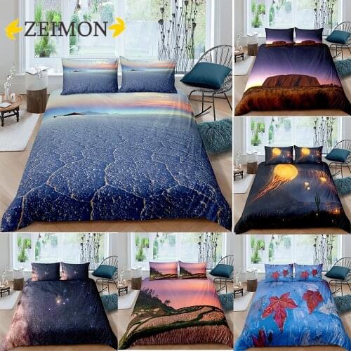 ZEIMON Fashion Landscape Bedding Set Unique Scenery Soft Polyester 2/3Pcs Duvet Cover with Pillowcase Full Single Double Size