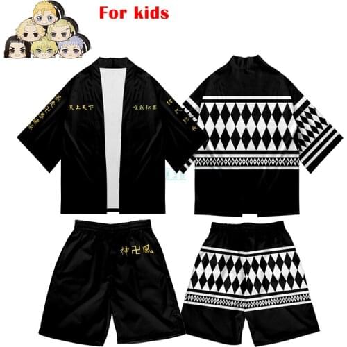 Anime Tokyo Revengers Cosplay Costume Kids Mikey Draken Sano Manjiro Tokyo Manji Gang President Top Shorts Size 100-160cm Kids