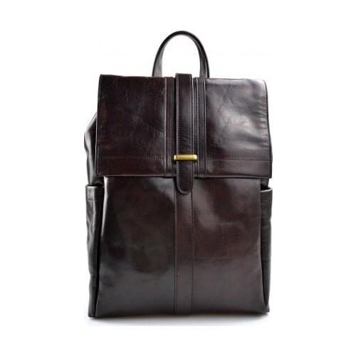Leather brown backpack genuine leather travel bag dark brown