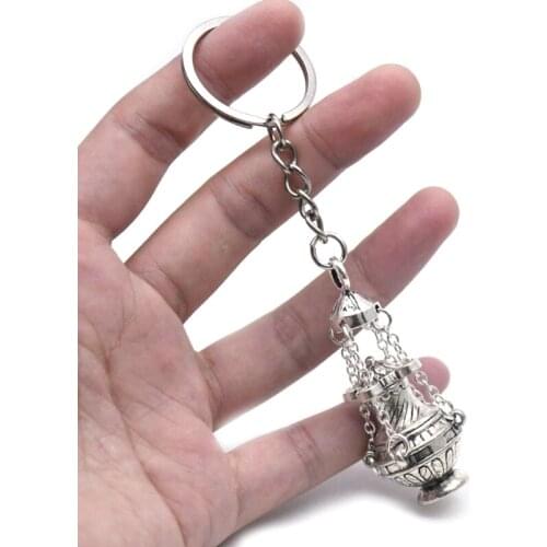 Christian Incense Burner Keychain Religious Key Ring Bag Car Pendant Keyfob Gift Dropship