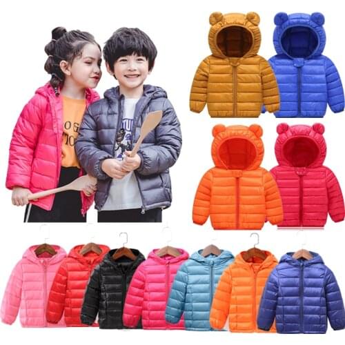 Boys Girls Clothes Jackets Hooded Light Down Coats Autumn Winter Warm Fashion Outwear Jackets Childrens Clothing For 1-9 Years