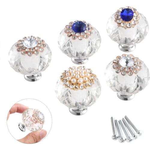 Fashionable 42mm Diamond Crystal Glass Knobs Door Cupboard Drawer Pulls Cabinet Knobs And Handles Kitchen Furniture Handles Knob