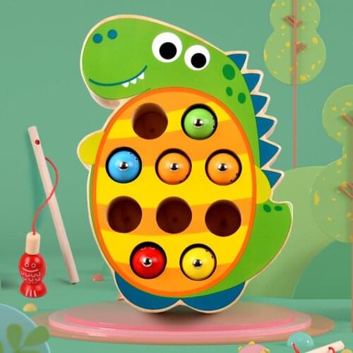 New Dinosaur Fishing Game Childrens Educational Early Education Training Baby Hand-eye Coordination Ability Wooden Toys