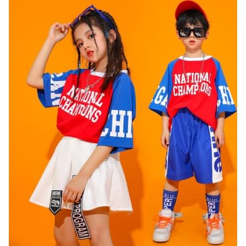 New Hip Hop Clothes Kids Stage Performance Costume Tops Shorts Skirt Modern Dance Garment Jazz Costume Summer Clothing Girls 874