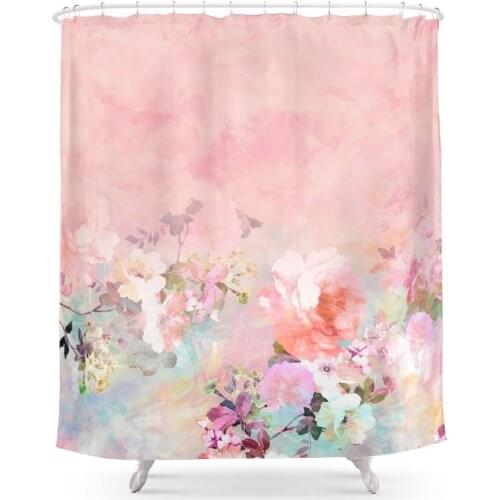 Modern Watercolor Multicolor Floral Watercolor Pattern Shower Curtain Polyester Fabric Bathroom Home Waterproof Shower Curtains