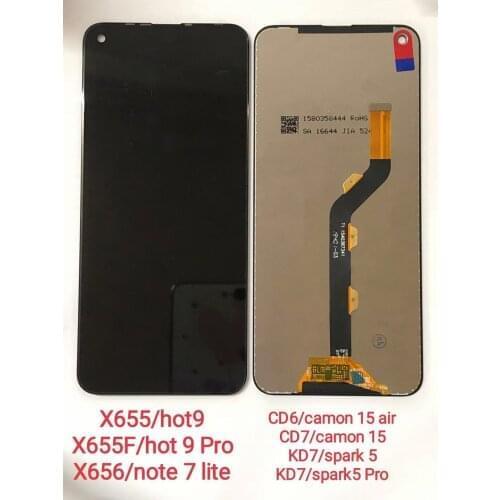 No Dead Pixel LCD Display Replacement For Infinix Hot 9 X655 LCD Digitizer Touch Screen Assembly For Tecno Spark 5 KD7