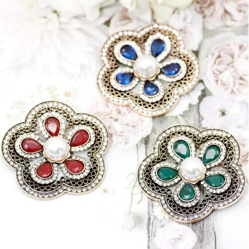 SUNSPICE MS Vintage Pearl Brooch Pin Turkish Women Hijab Lapel Flower Corsage Red Green Blue Resin Indian Wedding Bridal Jewelry