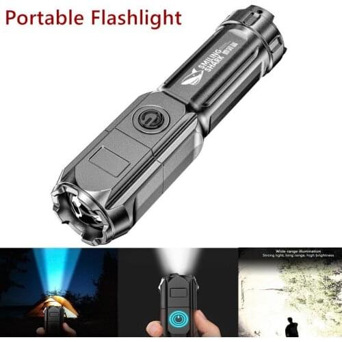 LED Flashlight Strong Light Rechargeable Zoom Super Bright Xenon Household Outdoor Portable Night Flashlight USB Focus Light
