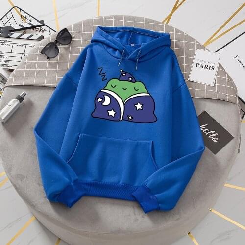 Animal Frog Print Hoodie Pullover Oversize Graphic Sweatshirts Korean Streetwear Kawaii Ladies Autumn Winter Tracksuit Women Top