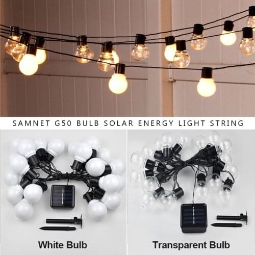 Outdoor Garland Street Lamp LED G50 Bulb Solar Energy String Light Christmas Decoration Home Indoor Holiday Lighting EU US Plug