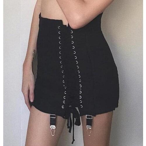 Ladies Sexy Mini Skirt Summer Solid Color Lace Up High Waist Skirts Tight Hip Slim Women Bodycon Skirt Party