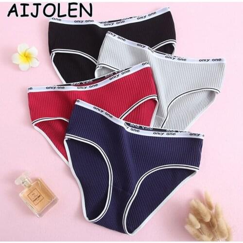 AIJOLEN Womens Cotton Underwear Simple Letters Underpants Sexy Breathable Seamless Panties Womens Comfortable Briefs