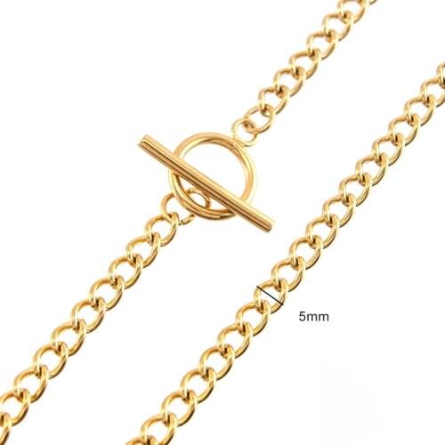 Stainless steel WOMEN twist Cuban Curb Toggle NECKLACE GOLD COLOR CHOKER collares Boho 2021gift