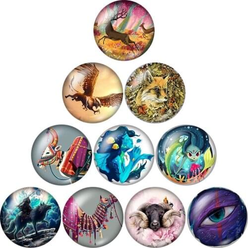 New Animals Elk camel eagle 10pcs mixed 12mm/16mm/18mm/25mm Round photo glass cabochon demo flat back Making findings ZB0678