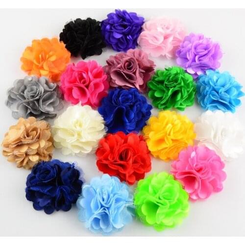 100pcs/lot 21 Color U Pick 2 Inch Mini Satin Tulle Mesh Flower Applique Embellishment DIY Brooch Wedding Supplies TH54