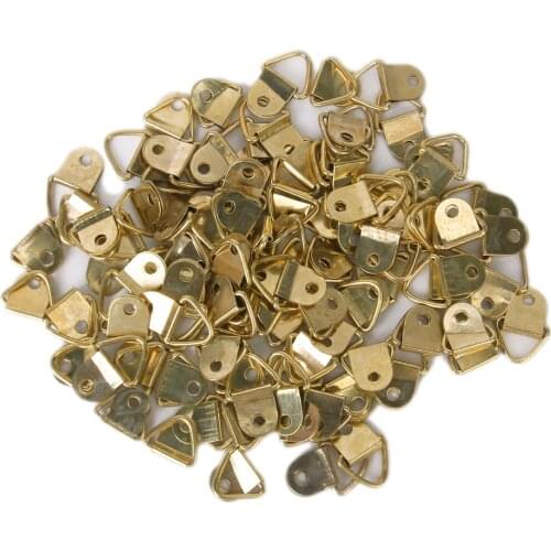 100pcs Golden Brass Triangle Photo Picture Frame Wall Mount Hook Hanger Ring 20x10mm Home Decor Gift Favor