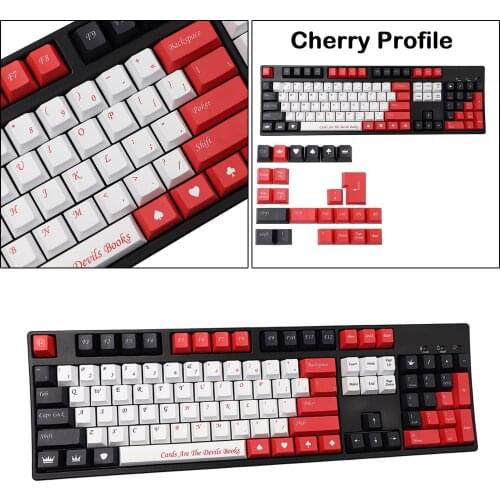 135 Keys PBT Poker theme Keys Double Shot DIY Keyboard Accessories for Cherry for BOX 61 64 68 87 98 keys Gaming Keyboards