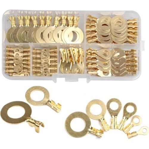 150 PCS Ring Type Cable Wire Connector Gold Golden Non-insulated Crimp Terminal