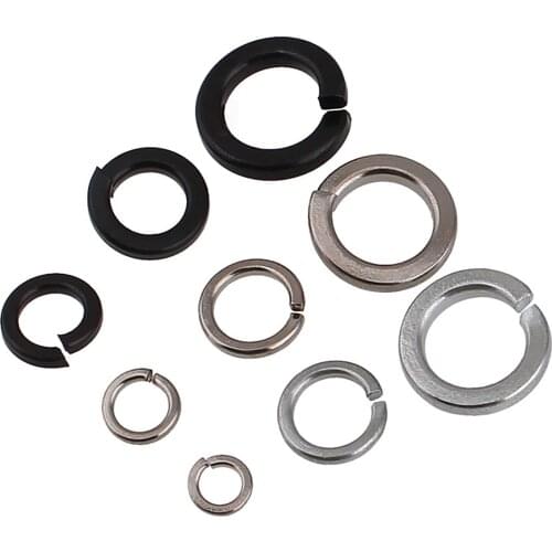 2-100pcs M2-M30 GB93 Spring Split Lock Washers Elastic Gaskets Black Zinc Plated / Bright Zinc Plated / Nickel Plated Steel