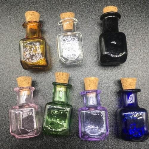 300pcs Magical lucky ice cube Wishing Bottle little charm vial Pendant Perfume essential oil Cork Glass Hand-Blown Necklace