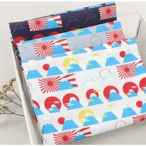 45cm*110cm/Piece,Cartoon Fuji Mountain Cotton Printing Cloth,Clothing Bag,Tablecloth,Curtain,Puppet Fabric,DIY Handmade Material