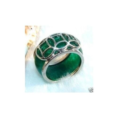 FREE SHIPPING Fashion Tibet silver Green stone Ring 4.28