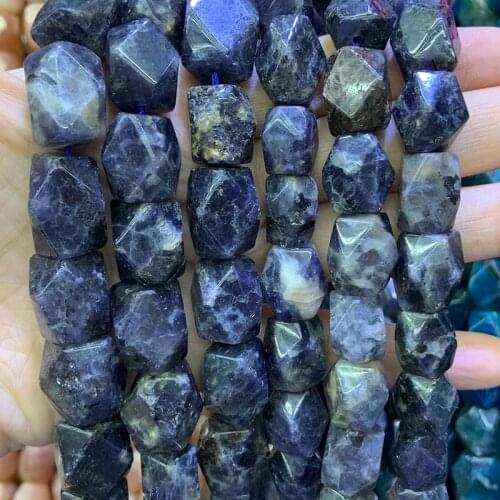 Natural Blue Cordierite Beads 15'' Faceted Irregular DIY Loose Stone Beads For Jewelry Making Beads Necklace For Women Men Gift