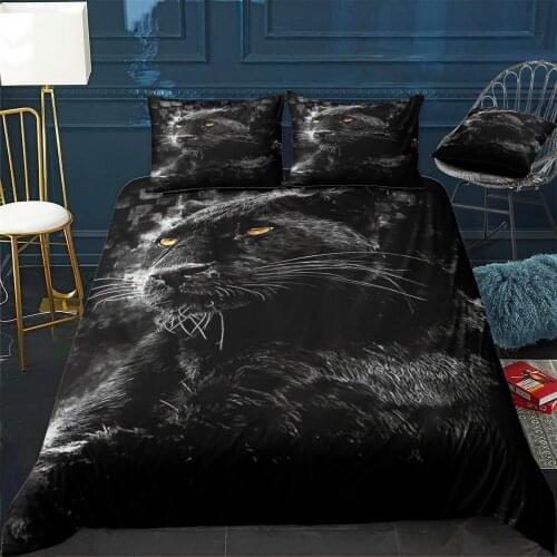 Black Panther Golden Eyes Quilt Cover Pillowcase 3Piece Comforter Bedding Set With Pillow Case Single Double Duvet Cover