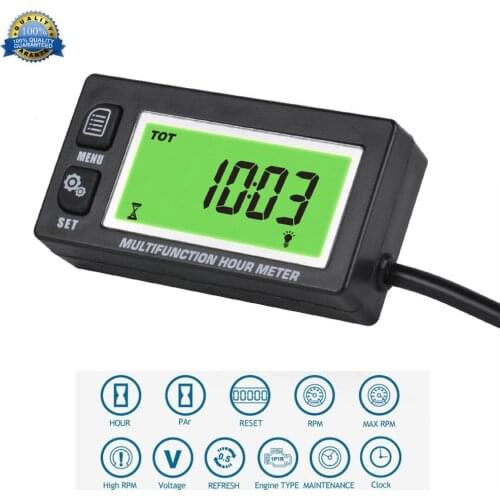 Digital Inductive Gasoline Engine Hour Meter Tachometer Maintenance Reminder Counterfor Gas Petrol Engine Motocross Small Engine