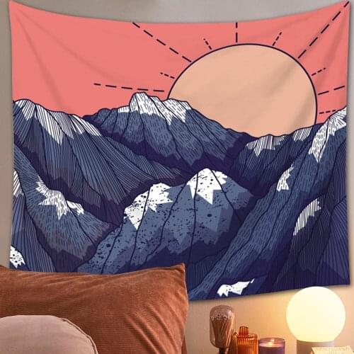 Mountain Tapestry Forest Tree Tapestry Sunset Tapestry Nature Landscape Tapestry Wall Hanging for Room