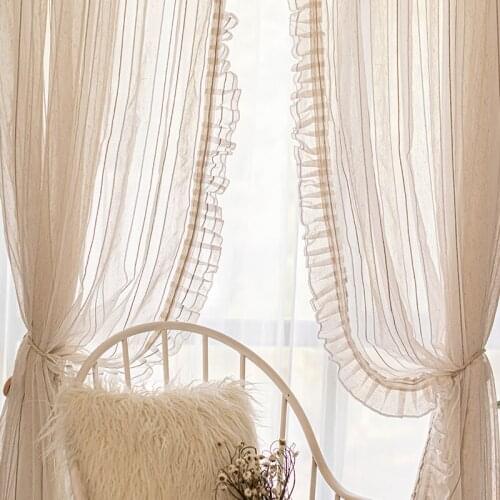 Ins Style Nordic Modern Minimalist Cotton and Linen American Country Japanese Style Literary Bay Window Curtain