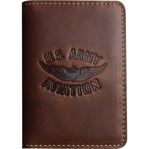Genuine Leather Certificate Case With Aviation Printed Auto Document Holder Handmade Credit Card Slot Coin Purse ID Card Wallet