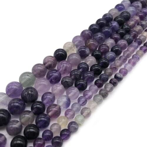 AAA+ Natural Purple Fluorite Stone Round Loose Beads For Jewelry Making DIY Bracelet Necklace Accessories 6/8/10mm Strand 15