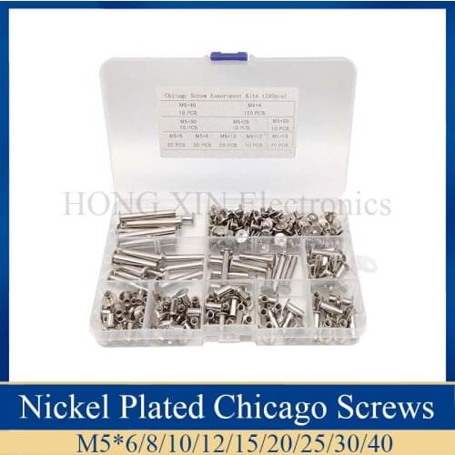 240pcs/set Nickel Plated Books Nails Chicago Screws Financial book screw Snap Rivet Books Butt Screw Photo Album Binding Screw