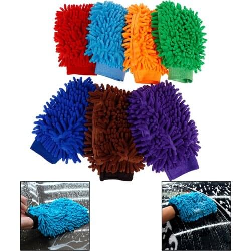New 2 in 1 Microfiber Mesh backing no scratch for Car Wash and Cleaning Car Wash Mitt Ultrafine Fiber Chenille Wash Glove Soft