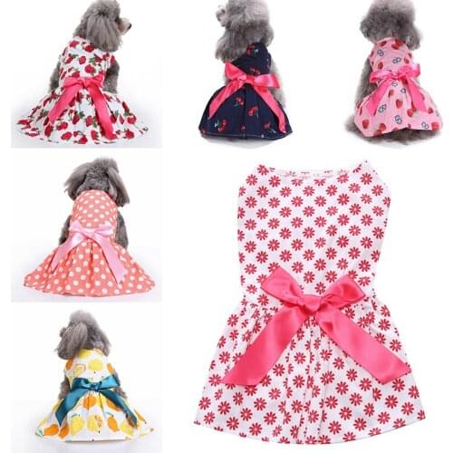New Dog Pet Polka Dot Bow Dress Polka Dot Ribbon Skirt Dresses Princess Party Girl Dress Puppy Doggy Vest Cozy