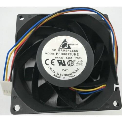 Original 8038 PFB0812UHE DC12V 1.86A 80*38MM high speed violent fan