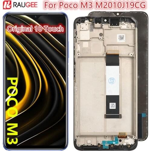 Raugee Original LCD Display For Xiaomi Poco M3 Touch Screen Digitizer 10 Touch Screen Replament For Xiaomi Poco M3 M2010J19CG