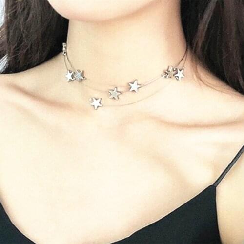 Timlee N016 New Personality Simple Transparent Fshline Stars Alloy Pendant Multi-storey Necklaces Fashion Accessories Wholesale