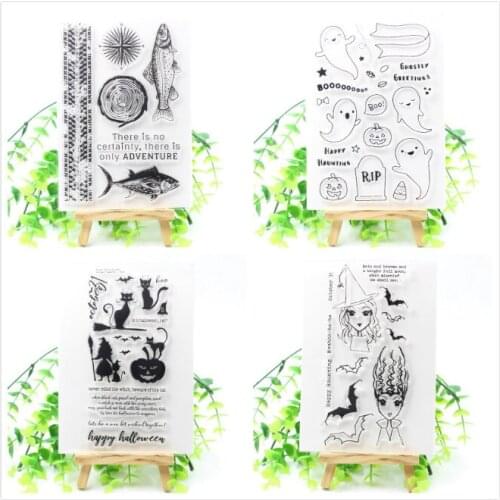 KSCRAFT Happy Halloween Transparent Clear Silicone Stamps for DIY Scrapbooking/Card Making/Kids Crafts Fun Decoration Supplies