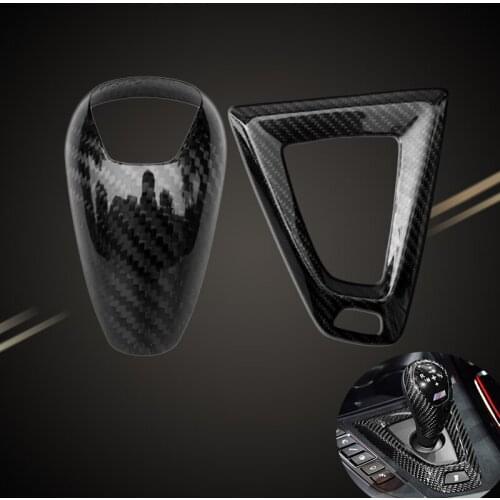 Real Carbon For BMW M2 F87 M3 F80 M4 F82 M5 F83 F10 F85 X5M F86 X6M F12 F13 Car Gear Shift Knob Cap Cover Sticker Panel Trim