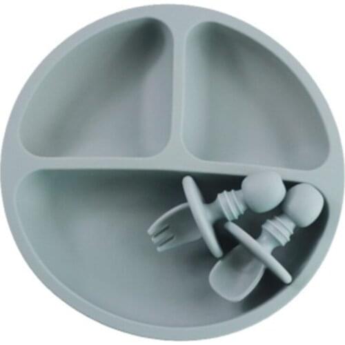 Silicone Plate For Baby,Grip Baby Dish Bowl,Microwave Safe Plates For Toddler And Kid With Fork And Spoon(3 PCS)