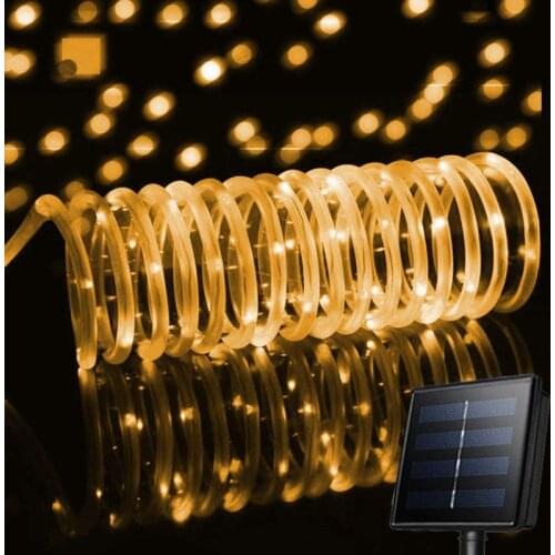 Solar Powered Led Light Outdoor Garden Garland Tube Lights Led Strip Christmas Fairy Lamp for Party Wedding Tree Yard Decoration