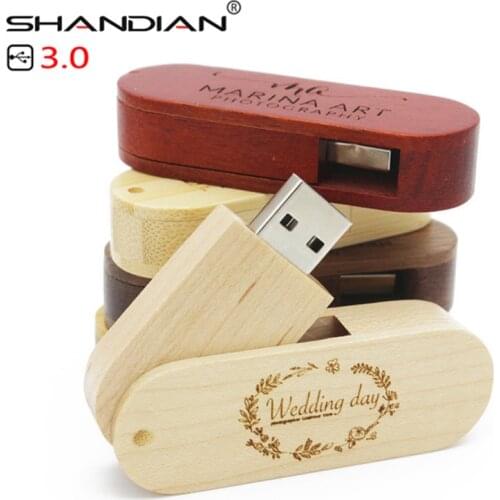 SHANDIAN USB 3.0 free custom logo wooden portable USB Flash Drive 4GB 8GB 16G 32GB 64GB Memory stick U dick wedding gifts