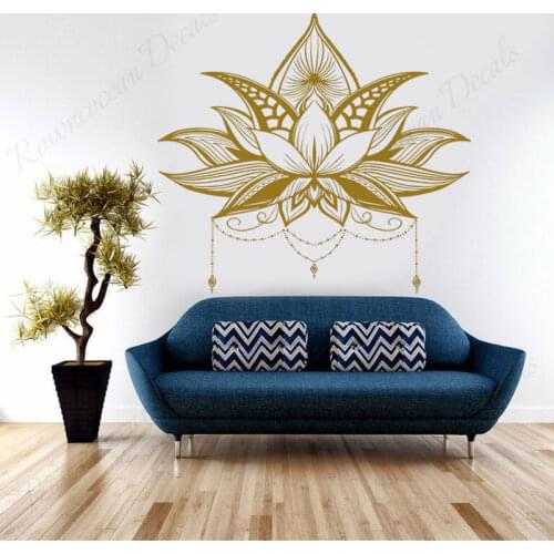 Mandala Yoga Wall Sticker Vinyl Home Decor Living Room Bedroom Boho Hindu Lotus Flower Wall Decals Murals Wallpaper A644