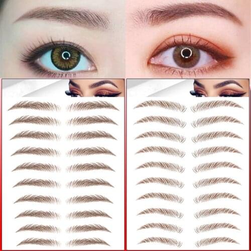 Water Transfer 6D Eyebrows Sticker Semi-Permanent Long Lasting False Brown Eyebrow Tattoo Stickers Eye Makeup Tools